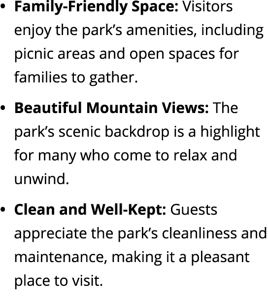 Family Friendly Space: Visitors enjoy the park’s amenities, including picnic areas and open spaces for families to ga...