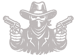 A man wearing a cowboy hat and holding two guns. AI generated content